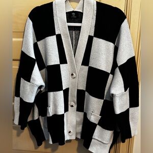 Love You Oversized Checkerboard Cardigan